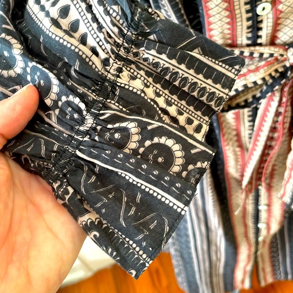 Cleobella NWOTBlue/Rose Button down‎ Midi w/Sash,puffsleeve Dress w/pocketsSmall - Picture 3 of 8